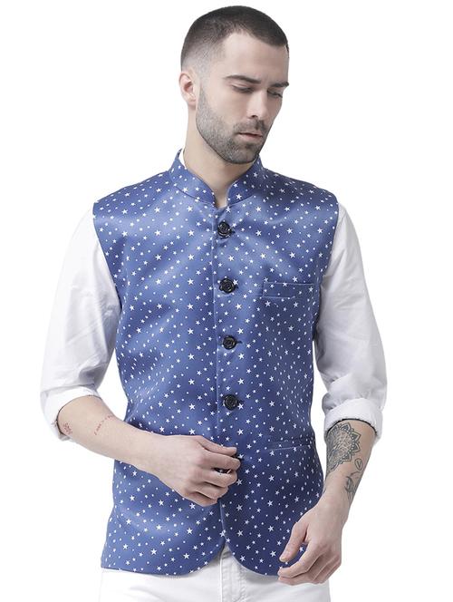 blue printed nehru jacket - 17351783 - Very Small Image - 1