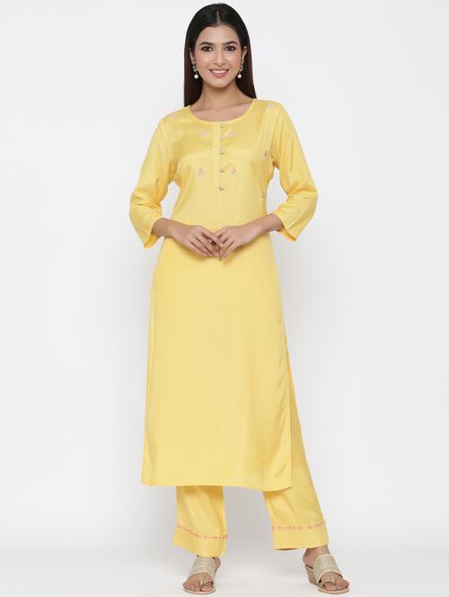 embroidered kurta palazzo set - 17352105 - Very Small Image - 1