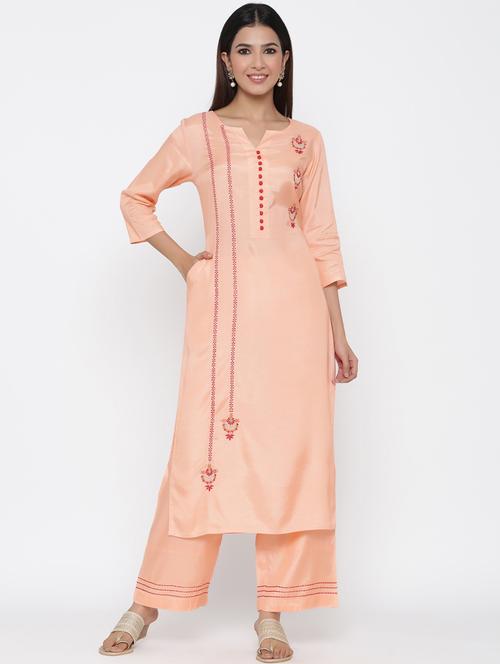 embroidered kurta palazzo set - 17352107 - Very Small Image - 1
