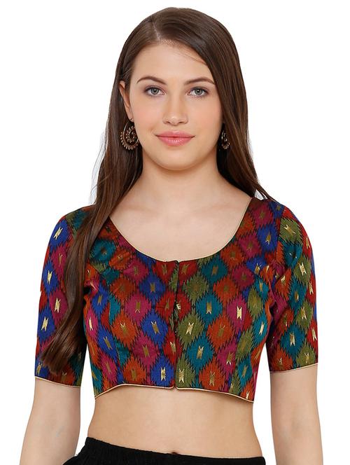 multi colored cotton blend printed blouse - 17352678 - Very Small Image - 1
