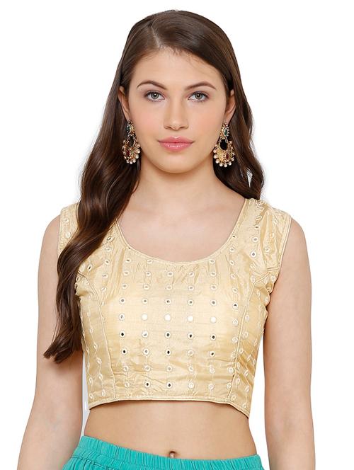 gold cotton embroidered blouse - 17352695 - Very Small Image - 1