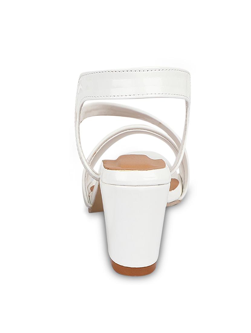 white leatherette back strap sandals - 17352969 - Standard Image - 3