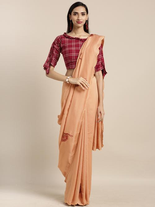 women's embroidered saree with blouse - 17353411 - Very Small Image - 1