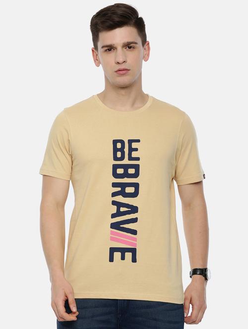 beige front print t-shirt - 17354566 - Very Small Image - 1