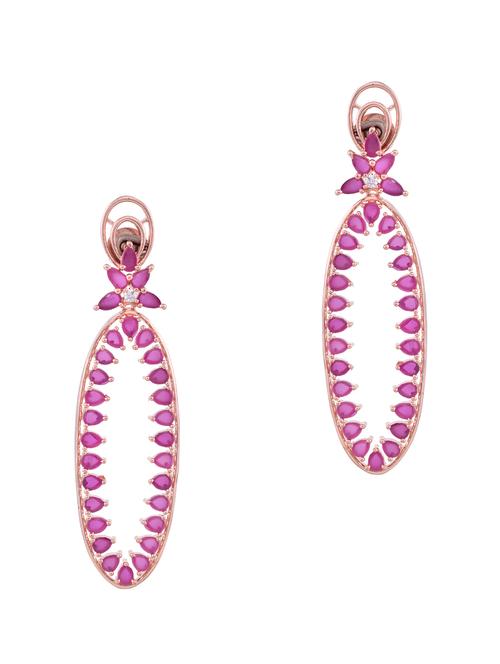 pink brass drop earring - 17355004 - Very Small Image - 1