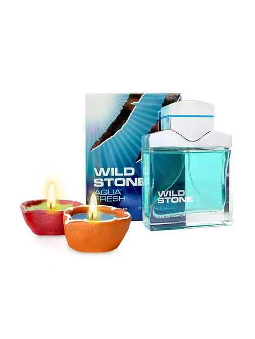 wild stone diwali hamper with aqua fresh perfume 100ml and 2 diya - 17355060 - Very Small Image - 1