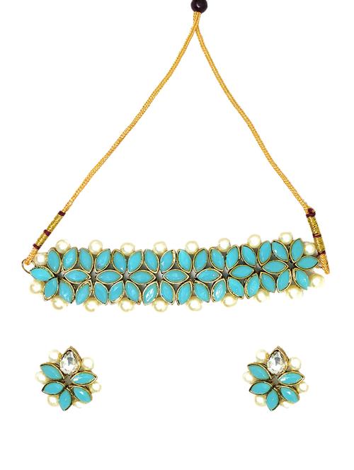 blue gold plated necklaces and earring - 17355555 - Very Small Image - 1