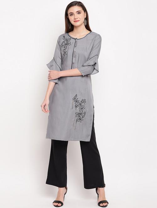 embroidered straight kurta - 17355686 - Very Small Image - 1