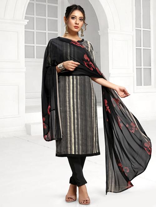 solid palazzo  unstitched suit - 17356223 - Very Small Image - 1