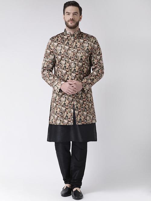 multi colored floral print sherwani set - 17356765 - Very Small Image - 1