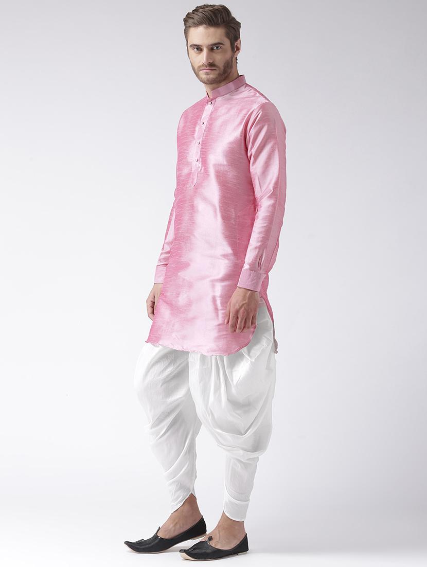 pink solid dupion dhoti kurta set - 17356817 - Standard Image - 1