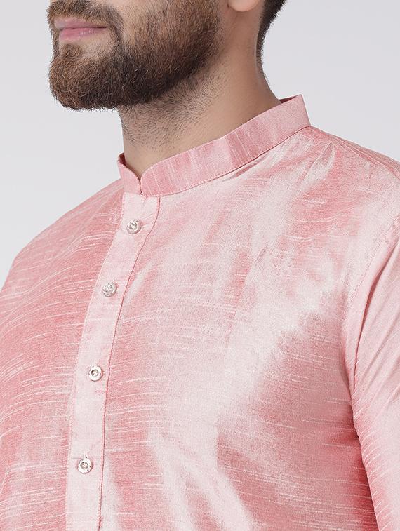 pink solid silk blend dhoti kurta set - 17356868 - Zoom Image - 3