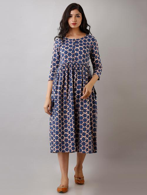 printed flared ethnic dress - 17357887 - Very Small Image - 1