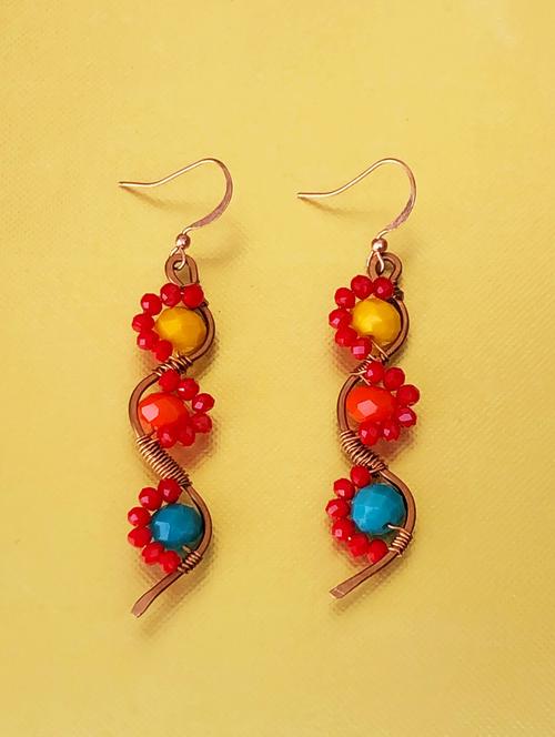 yellow copper drop earring - 17358089 - Very Small Image - 1