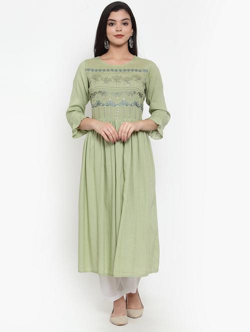 embroidered a-line kurta - 17358151 - Very Small Image - 1