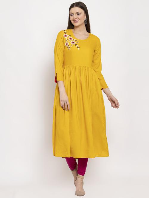 embroidered a-line kurta - 17359004 - Very Small Image - 1