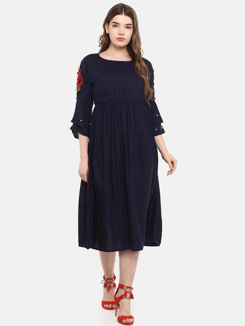 women's fit & flare midi dress - 17359397 - Very Small Image - 1