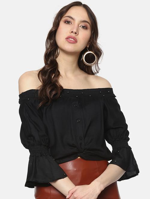 women's crop off shoulder top - 17359503 - Very Small Image - 1