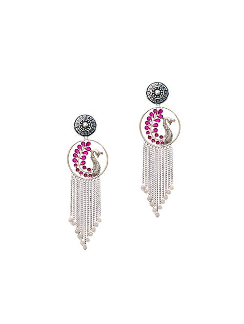pink brass drop earring - 17363063 - Very Small Image - 1