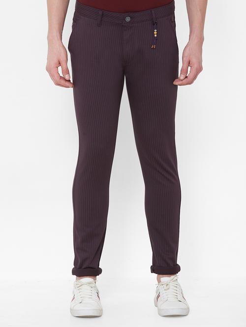 maroon striped chinos - 17363081 - Very Small Image - 1