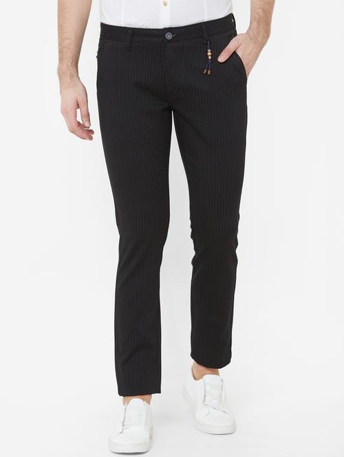 black striped flat front casual trouser - 17363084 - Very Small Image - 1