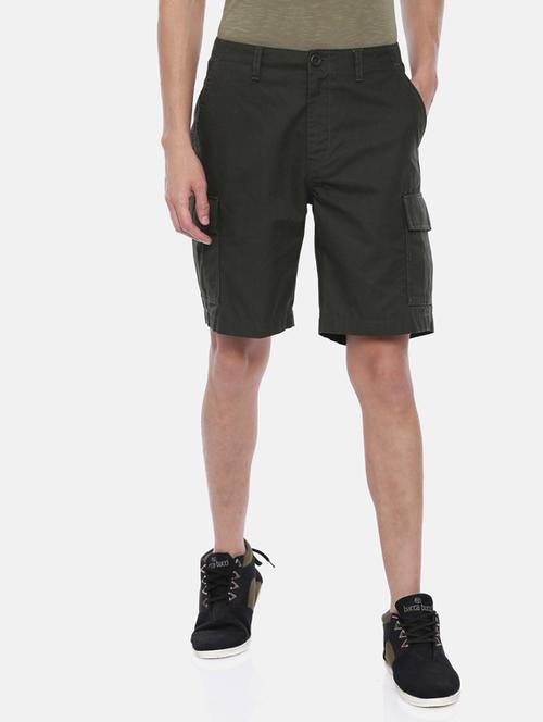 olive green solid cargo short - 17363785 - Very Small Image - 1