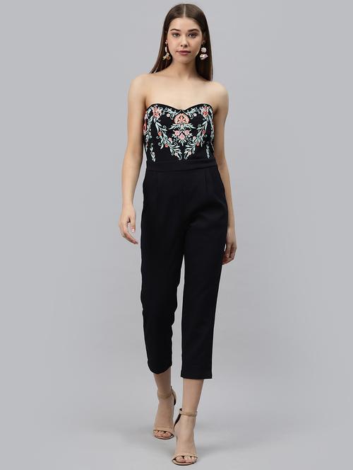 black polyester full leg  jumpsuit - 17364475 - Very Small Image - 1