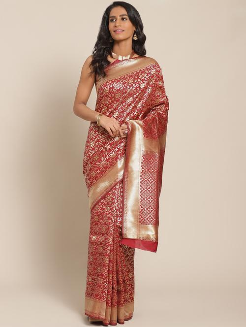 silk woven saree with blouse - 17367747 - Very Small Image - 1
