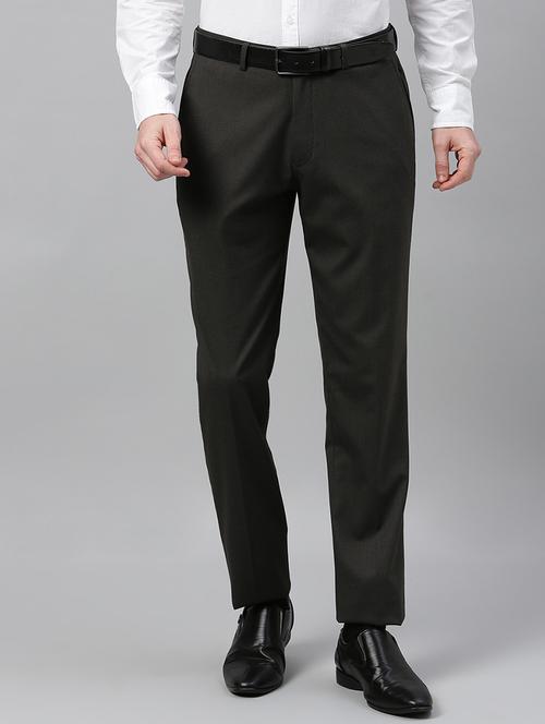 brown textured flat front formal trouser - 17367964 - Very Small Image - 1
