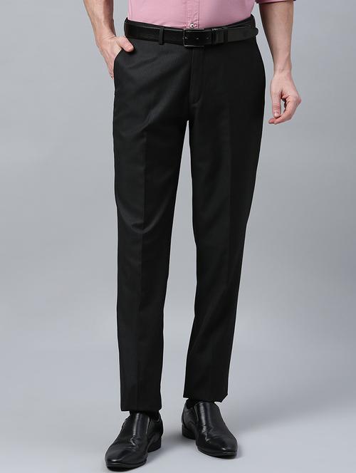 black striped flat front formal trouser - 17367978 - Very Small Image - 1