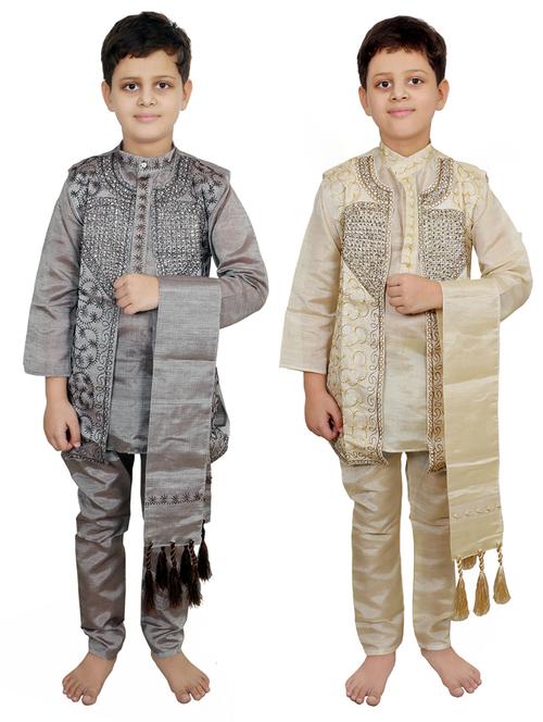 set of 2 silk kurta sets - 17369220 - Very Small Image - 1