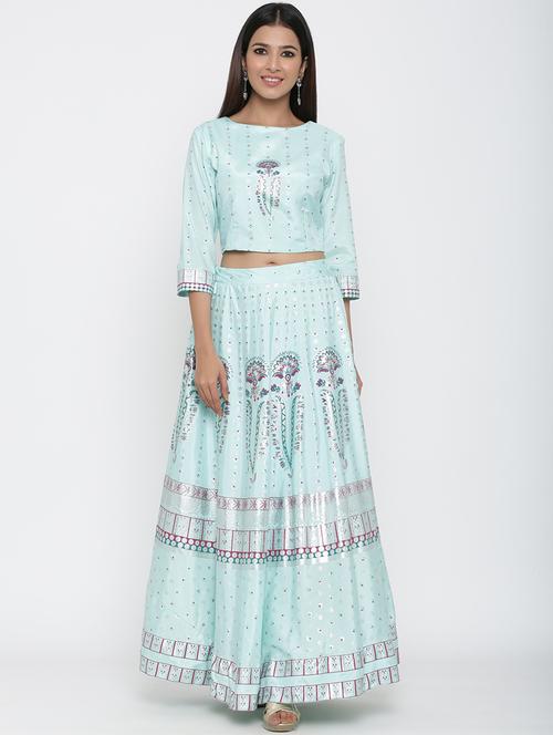 foil print flared lehenga - 17369333 - Very Small Image - 1