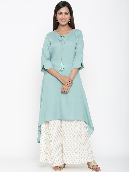 solid asymmetric kurta - 17369353 - Very Small Image - 1
