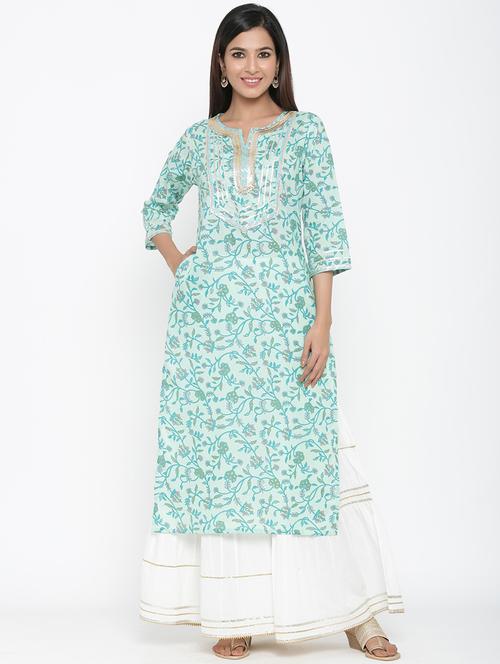 floral straight kurta - 17369360 - Very Small Image - 1