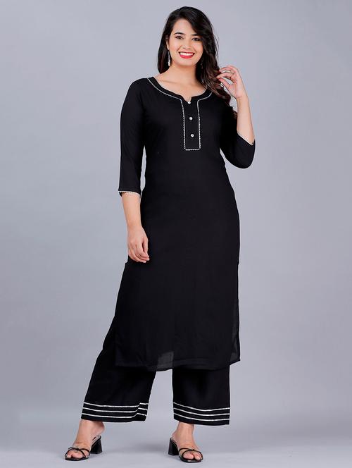 solid kurta palazzo set - 17369965 - Very Small Image - 1