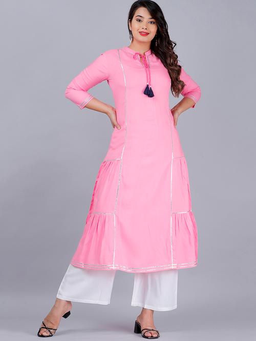 solid kurta palazzo set - 17369974 - Very Small Image - 1