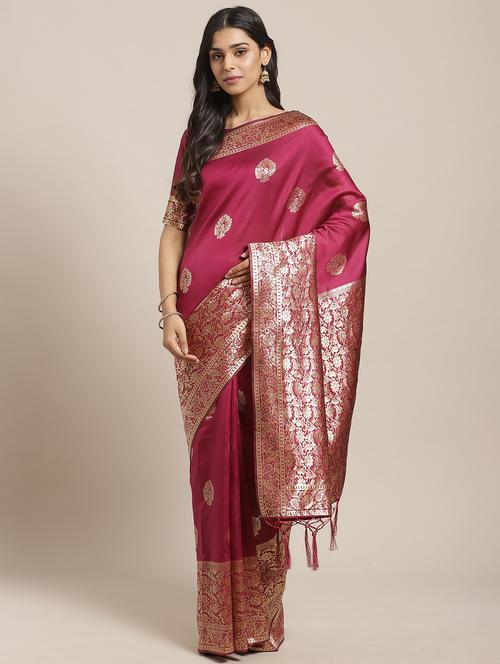 ethnic motif banarasi saree with blouse - 17372336 - Very Small Image - 1