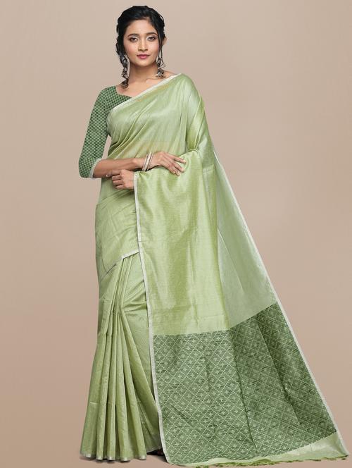 pastel plain saree with blouse - 17372644 - Very Small Image - 1