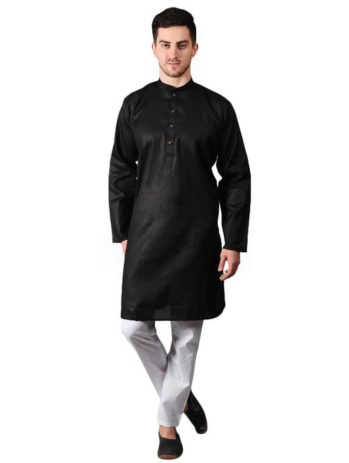 black solid kurta pyjama set - 17373676 - Very Small Image - 1