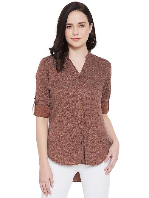 brown rayon regular shirt - 17374554 - Very Small Image - 1
