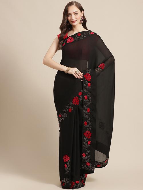 swarovski cut work saree with blouse - 17375100 - Very Small Image - 1