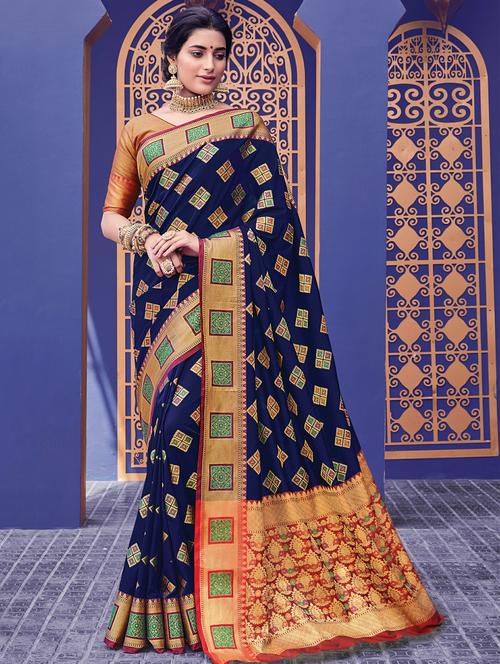 zari work handloom saree - 17375253 - Very Small Image - 1