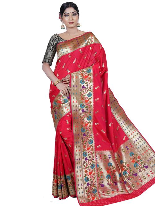 bordered banarasi saree with blouse - 17375426 - Very Small Image - 1