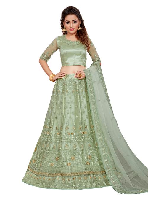 embroidered a-line lehenga - 17375444 - Very Small Image - 1