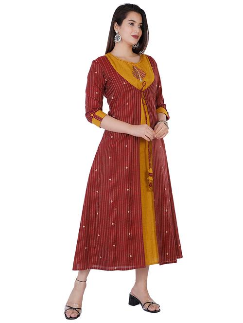 embroidered a-line ethnic dress - 17375670 - Very Small Image - 1