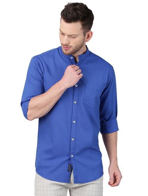 blue solid casual shirt - 17376111 - Very Small Image - 1