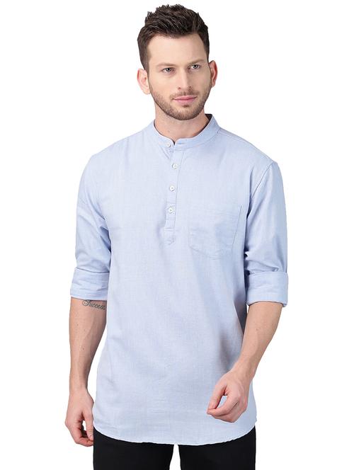 blue solid short kurta - 17376141 - Very Small Image - 1