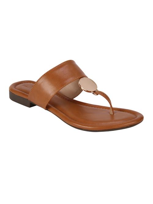 tan faux leather slip on sandals - 17376169 - Very Small Image - 1