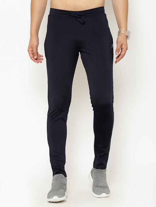 navy blue solid full length track pant - 17376655 - Very Small Image - 1