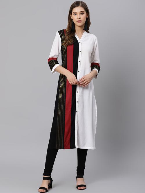 color block straight kurta - 17376940 - Very Small Image - 1